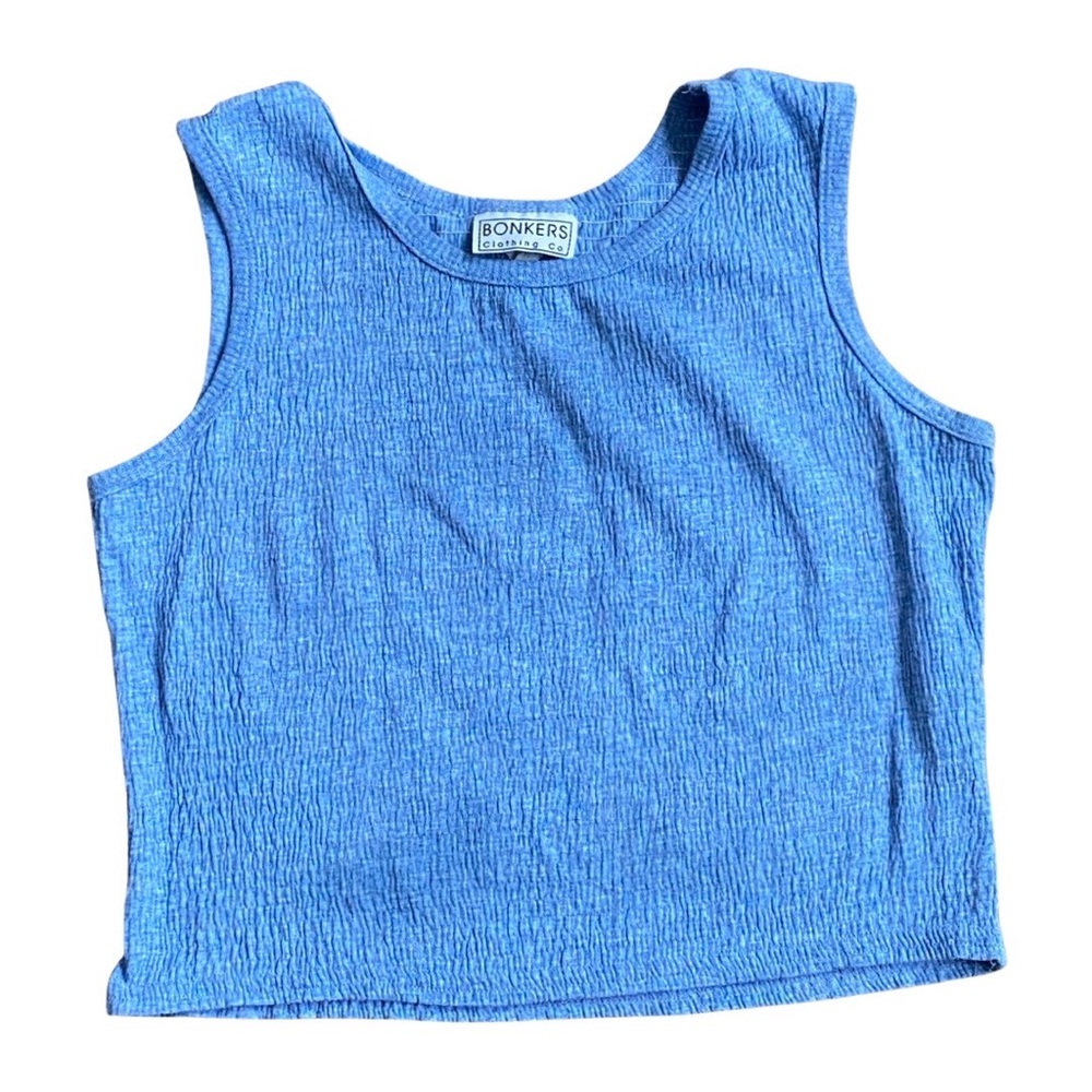 Vintage Bonkers Brand Sky Blue Crop Top Sz. large